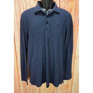 Travis Mathew Mens Cotton/Poly/Viscose Blend Blue Long-Sleeve Polo Shirt Medium